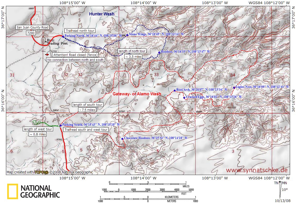 Bisti Badlands Wilderness - Topo Map