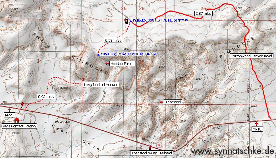 The Rimrocks - Tourmap, GPS, Wegpunkt, Waypoint, Topo Map, Toadstool Hoodoo