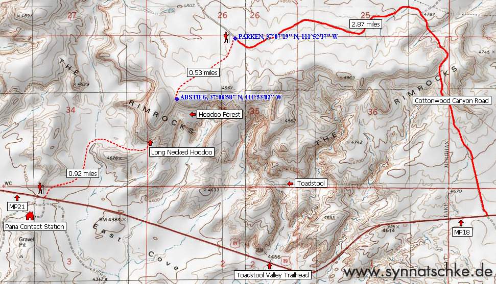The Rimrocks - Tourmap, GPS, Wegpunkt, Waypoint, Topo Map, Toadstool Hoodoo